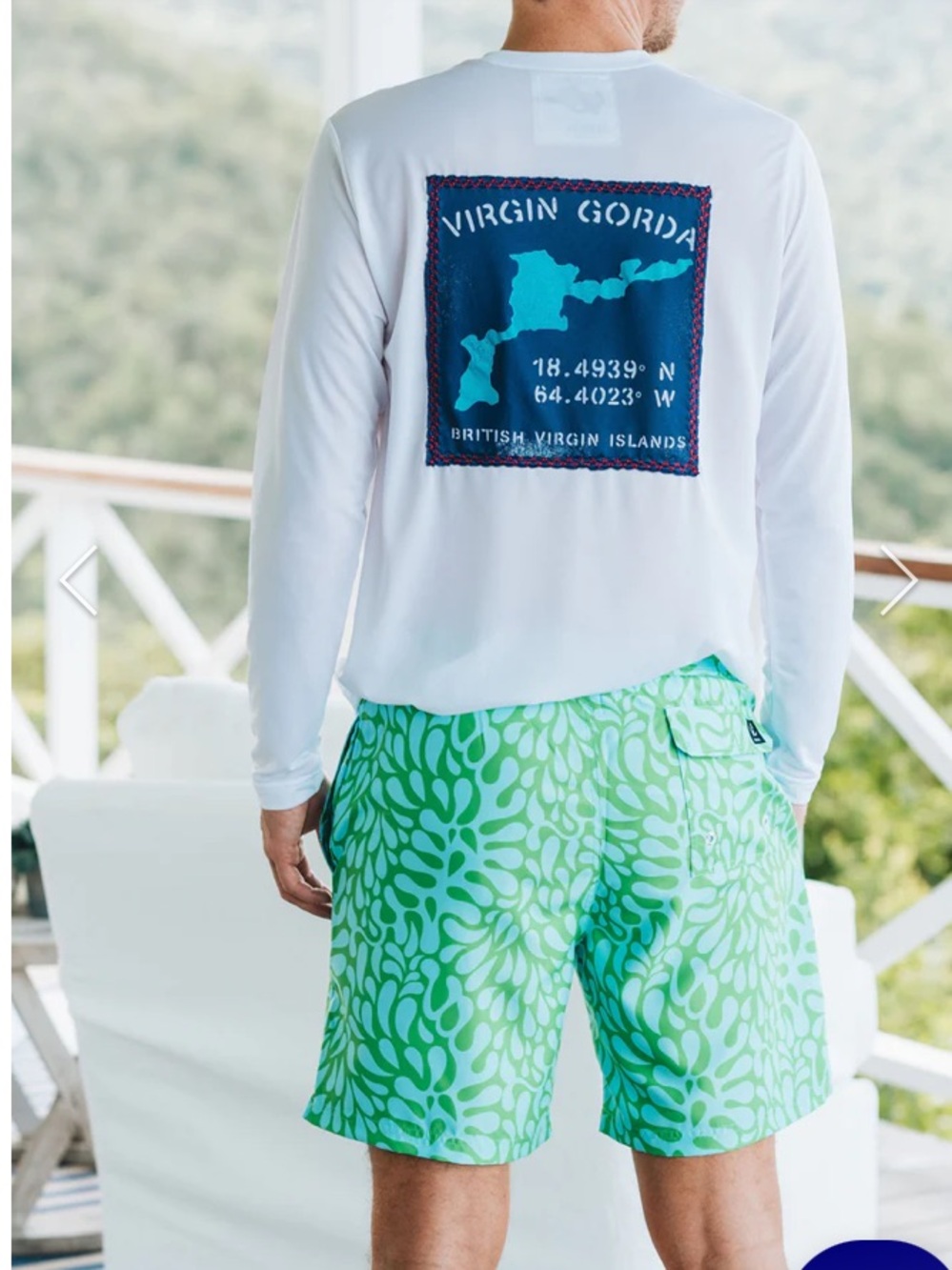 HiHo Virgin Gorda British VI Long-Sleeve Crew Neck Shirt UPF 50 White